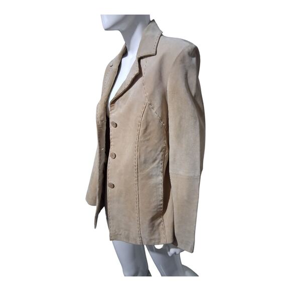 Y2k Vtg AR Bernardo Fashion Suede Womens size Medium Stitch Hippie Grunge Blazer - Picture 2 of 15